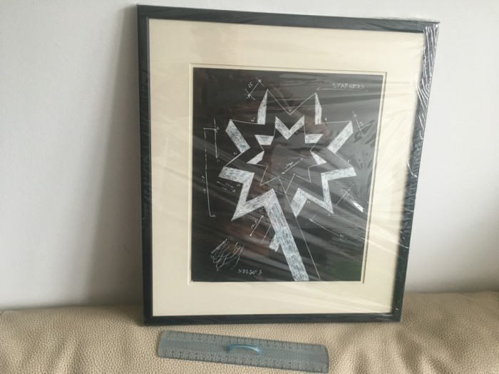 PAUL NEAGU, STARHEAD( CAP-STEA) DESEN ALB-NEGRU INTITULAT SI SEMNAT &rdquo;NEAGU P.&rdquo; 28 X 24 CM