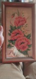 V&acirc;nd goblen vintage deosebit Buchet de maci lucrat manual in punct mic
