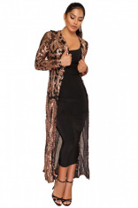 K680-177 Cardigan lung elegant, accesorizat cu paiete foto