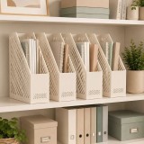 Suport vertical pentru documente A4, set 4 organizatoare pentru dosare, alb, 80 x 250 x 300 mm