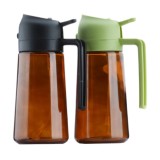 Recipient pentru Ulei 2 in 1, Flippy, Set 2 Bucati, Functie Spray &amp; Turnare, din Sticla, Fara Scurgere, 18.5 x 8 x 8 cm, 470 ml/buc, Sticla Maro, Verd