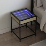 Cumpara ieftin Noptieră cu LED infinity, stejar sonoma, 40x40x51 cm