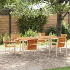 vidaXL Set de masă pentru grădină 7 pcs Lemn masiv de teak 3334827