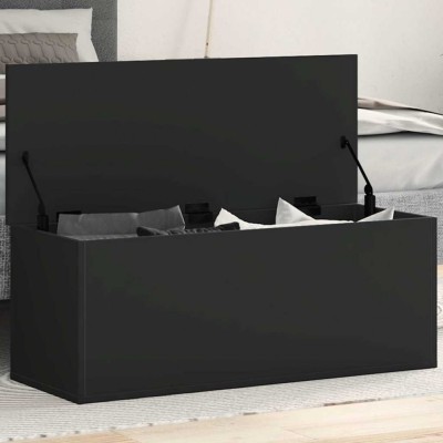 vidaXL Cutie de depozitare, negru, 90x35x35 cm, lemn prelucrat foto