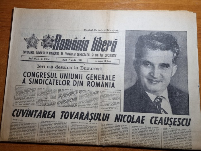 romania libera 7 aprilie 1981-cuvantarea lui ceausescu
