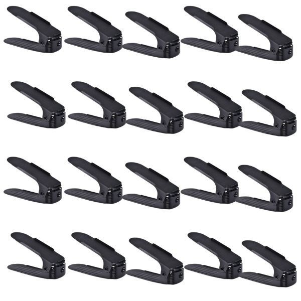 Set 20 buc, Organizator, Suport pentru Incaltaminte, Reglabil 3 Pozitii, Dublare Spatiu Depozitare, 6&times;25.5&times;11/17 cm, Negru
