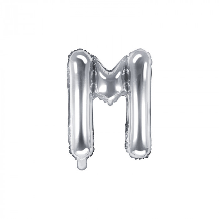 Balon Folie Litera M Argintiu, 35 cm