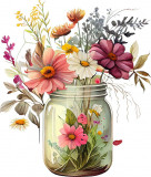Cumpara ieftin Sticker decorativ, Borcan cu Flori, Multicolor, 70 cm, 1265STK-2