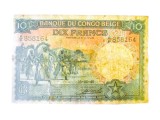 Cumpara ieftin Rară! Belgian Congo 10 Francs 1949 uzată,bancnota din imagini la cel mai mic preț