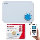 Cantar de bucatarie cu afisaj LED, Bluetooth, capacitate 5 kg, precizie 1g, alb, Klausberg