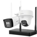 Kit supraveghere IP Wireless Hikvision HiLook, 2 camere 4MP, IR 30m, microfon, difuzor, slot microSD, NVS - IKS-2044BTH-PH/W SafetyGuard Surveillance