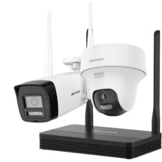 Kit supraveghere IP Wireless Hikvision HiLook, 2 camere 4MP, IR 30m, microfon, difuzor, slot microSD, NVS - IKS-2044BTH-PH/W SafetyGuard Surveillance