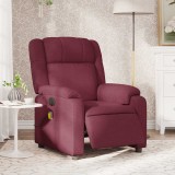 VidaXL Fotoliu electric de masaj rabatabil, roșu vin, textil