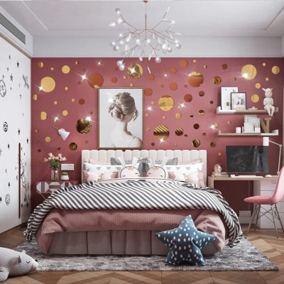 Set Oglinzi Design 3D GOLD ROUND - Oglinzi Decorative Acrilice Luxury Home ROTUNDE 30 buc/set foto