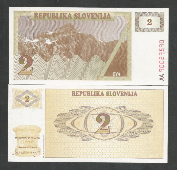 SLOVENIA 2 TOLARI 1990 UNC [1] P- 2 a , necirculata