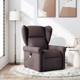 vidaXL Fotoliu de masaj rabatabil, maro &icirc;nchis, material textil