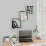 vidaXL Rafturi de perete, cub, gri beton, 68x15x68 cm, lemn prelucrat