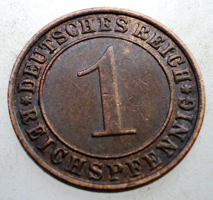 B.207 GERMANIA WEIMAR 1 REICHSPFENNIG 1934 J