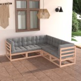Cumpara ieftin Set mobilier de grădină cu perne, 5 piese, lemn masiv de pin