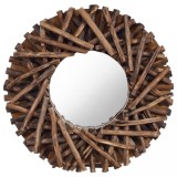 vidaXL Oglindă de perete, 40 cm, tec, rotund