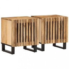 Noptiere, 2 buc., 40x34x46 cm, lemn masiv de mango brut foto
