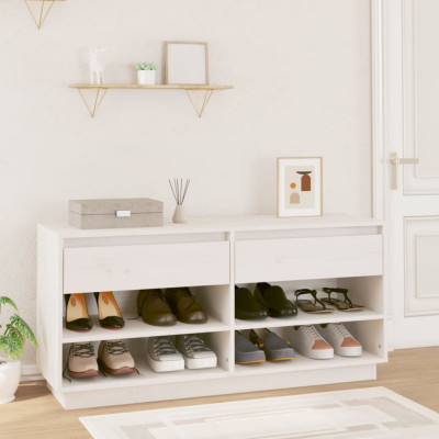 Pantofar, alb, 110x34x52 cm, lemn masiv de pin GartenMobel Dekor foto