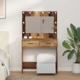 vidaXL Masa de toaletă cu lumini LED, lemn vechi, 78,5x41x135 cm