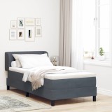 vidaXL Pat cu saltea cu arcuri Gri &icirc;nchis 80x200 cm Catifea Gri &icirc;nchis
