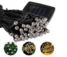Ghirlanda solara 100 LED-uri, lumina calda, 1W, factor protectie IP44, carcasa PVC foto