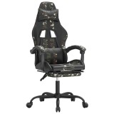 Cumpara ieftin Scaun de gaming cu suport picioare negru/camuflaj piele eco