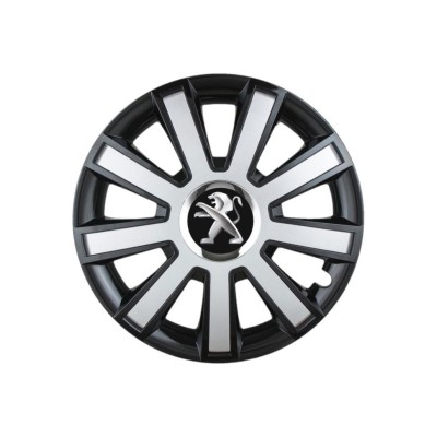 Set 4 capace roti Flash Gri-Negru R14 pentru gama auto Peugeot foto