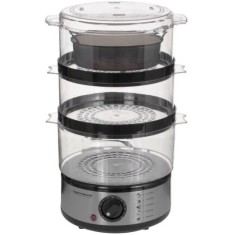 Aparat de gatit cu aburi EKG009 Volcano, Timer, 400W, 7.5 L, 3 nivele, Inox/Negru