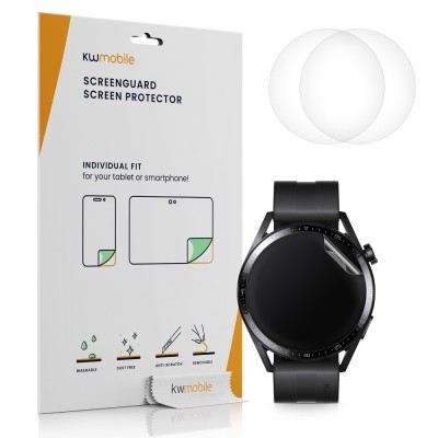 Set 3 Folii protectie pentru Huawei Watch GT 3 (42mm), kwmobile, Polimer, Transparent, 56985.1 foto