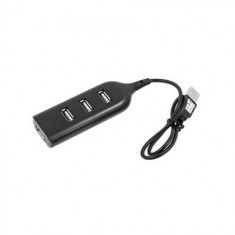 Hub USB AK229, 4x porturi USB, incarcare cablu USB, negru foto