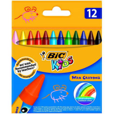 Bic Set Creioane Cerate Plastifiate Kids Wax Crayons 12 Bucati 038821