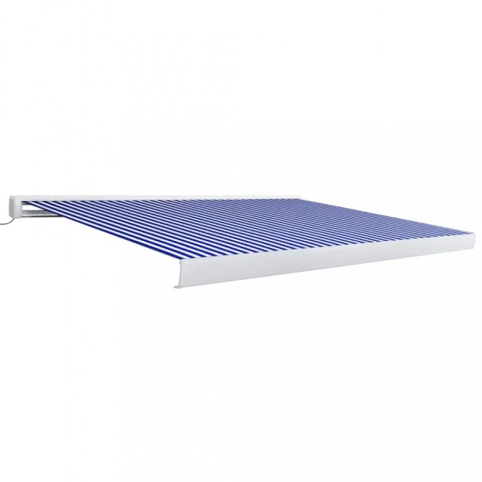 Copertina motorizata tip caseta, albastru si alb, 350 x 250 cm