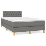 Gossi pat cu arcuri, saltea si led, gri inchis, 120x190 cm, textil
