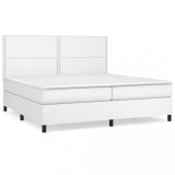 Cumpara ieftin Pat box spring cu saltea, alb, 200x200 cm, piele ecologica