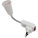 Cumpara ieftin Adaptor dulie E27 alb, 20 cm, cu intrerupator fara fir, convertor pentru becuri LED, brat flexibil reglabil 360 grade, pentru bucatarie, dormitor, res