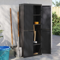 vidaXL Dulap depozitare de exterior, negru, 65x37x165 cm, PP