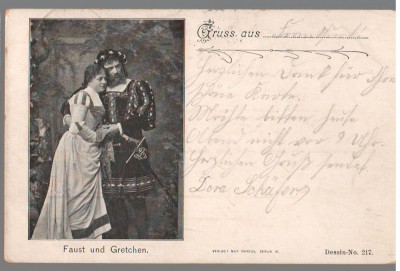 CPIB 23937 - CARTE POSTALA - FAUST SI GRETCHEN GERMANIA, CIRCULATA, 1902, STAMPILA, TIMBRU foto