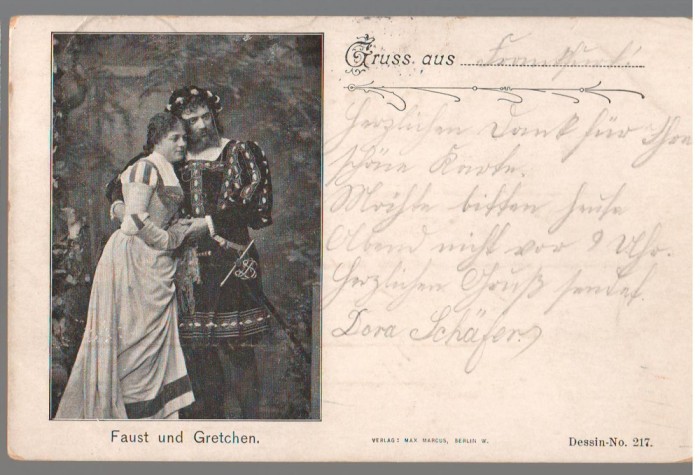CPIB 23937 - CARTE POSTALA - FAUST SI GRETCHEN GERMANIA, CIRCULATA, 1902, STAMPILA, TIMBRU