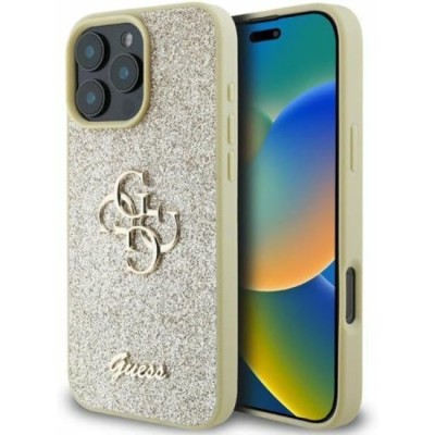 Husa pentru iPhone 16 Pro - Guess Glitter Fixed Big 4G (GUHCP16LHG4SGD) - Gold foto