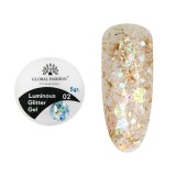 Gel luminiscent Luminous Glitter Gel cu sclipici hexagon 5g, 02