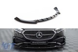 Spoiler Maxton Design versiunea 2 potrivit pentru bara frontala a Mercedes E-Class W214 A Design-Line sedan dupa 2023, lac negru Performance AutoTunin
