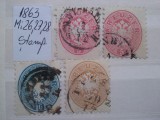 1863- Austria-Mi=26-28-stamp-Mi=98$, Nestampilat