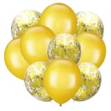 Buchet 10 baloane din latex cu confetti Yellow Party