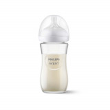 Biberon din sticla Natural Response, 1 luna +, 240 ml, Philips Avent