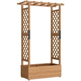 Outsunny Jardinieră &icirc;naltă cu spalier și acoperiș, pentru flori, fructe, legume, ierburi, 110 x 44 x 181 cm, lemn, Portocaliu | Aosom Romania