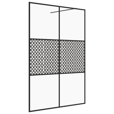Paravan de dus walk-in negru 140x195 cm sticla ESG transparenta foto